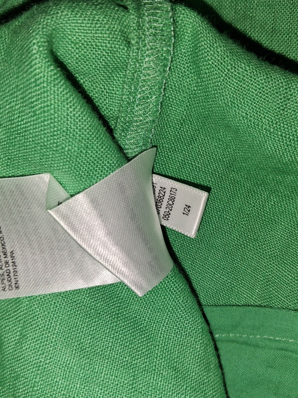 Chico's Green 100 Percent Linen Dress Size 0.5 Or 6 Short Sleeves With Pockets - Picture 4 of 6